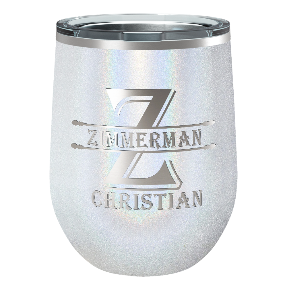 Personalized Initial Block Engraved on 12oz Wine Tumbler