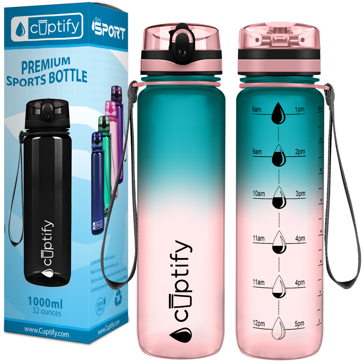 Cotton Candy Frosted 32 oz Hydration Tracker Water Bottle