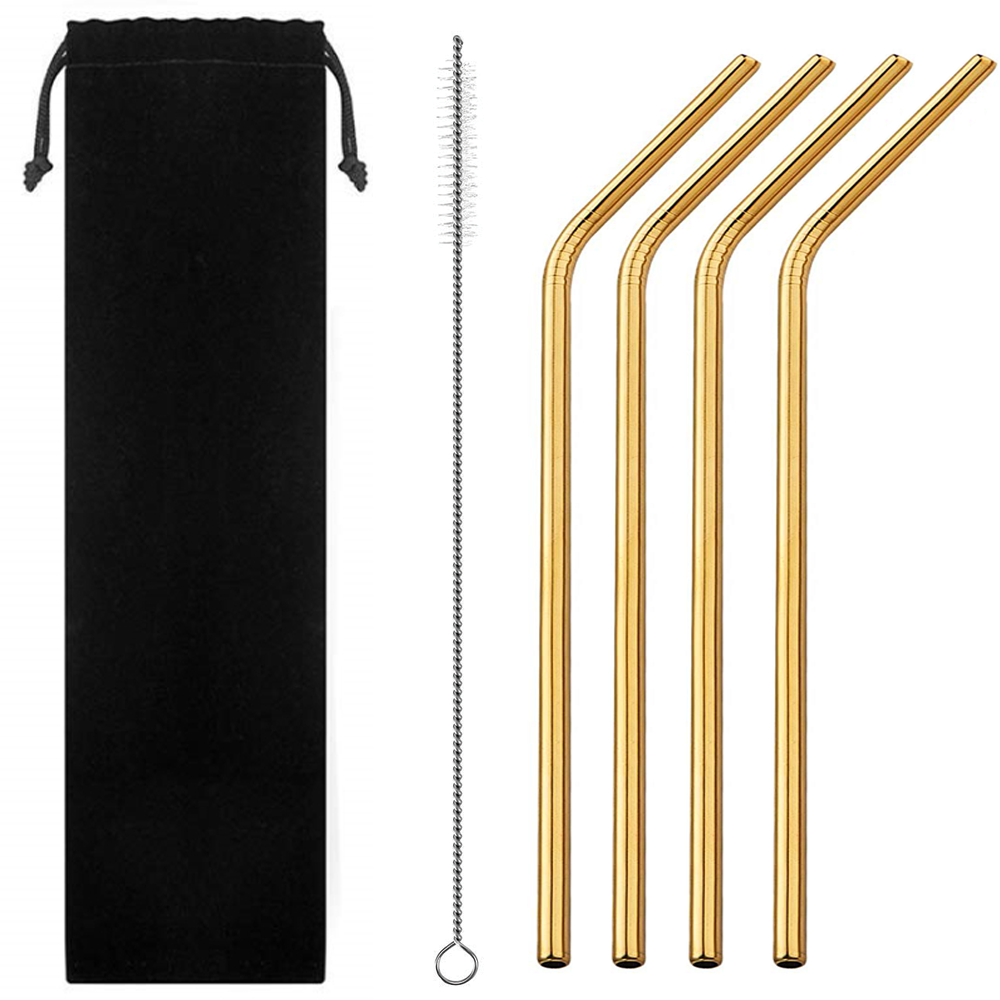 Gold Stainless Steel Curved Drinking Straws