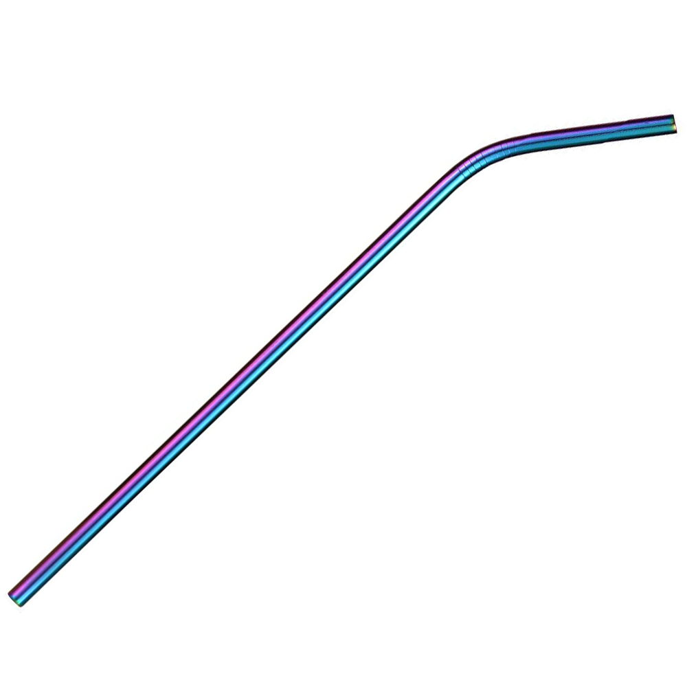 Multi-color Rainbow Stainless Steel Curved Drinking Straws