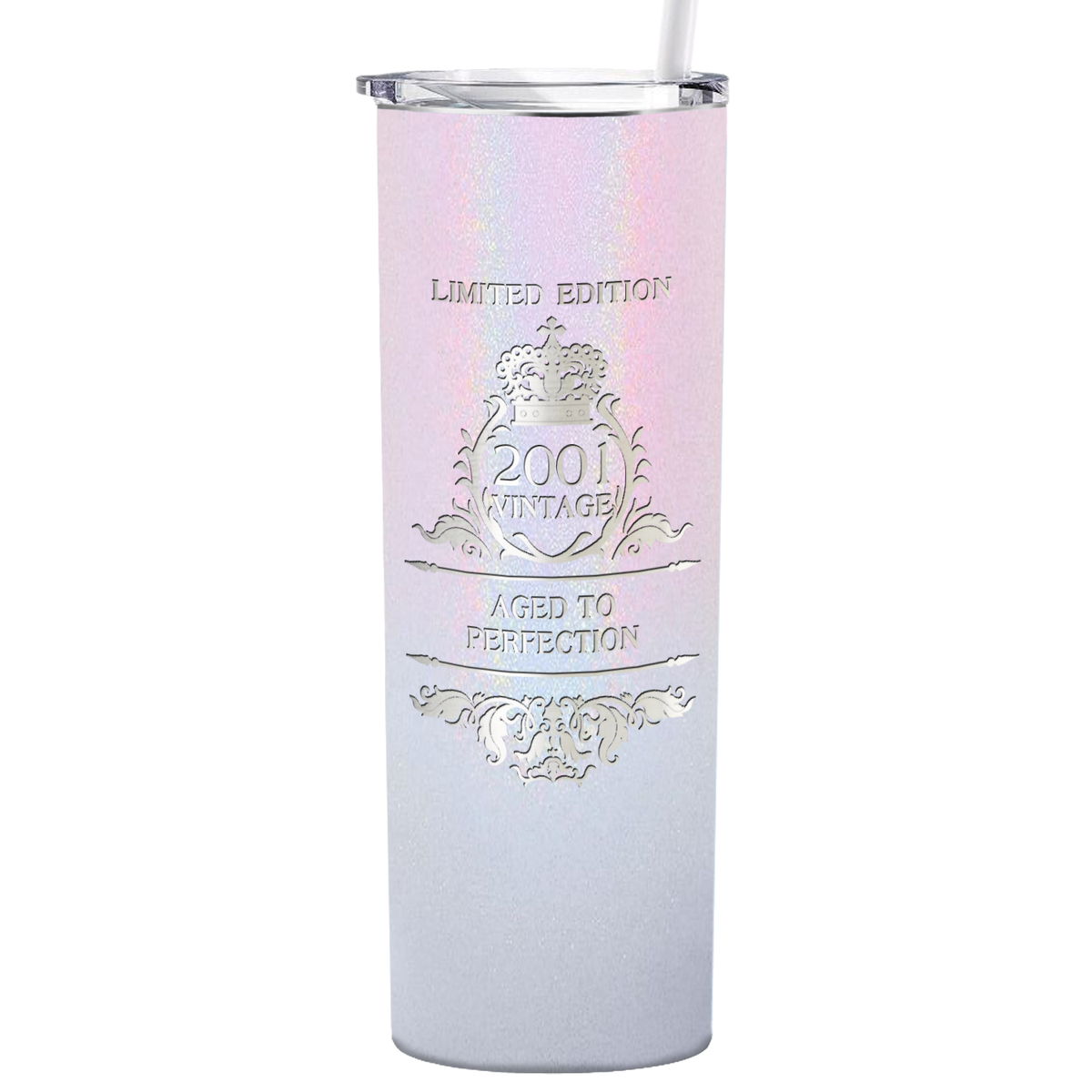 2001 Vintage Limited Edition 20th Birthday Lasern Engraved on Stainless Steel Skinny Tumbler