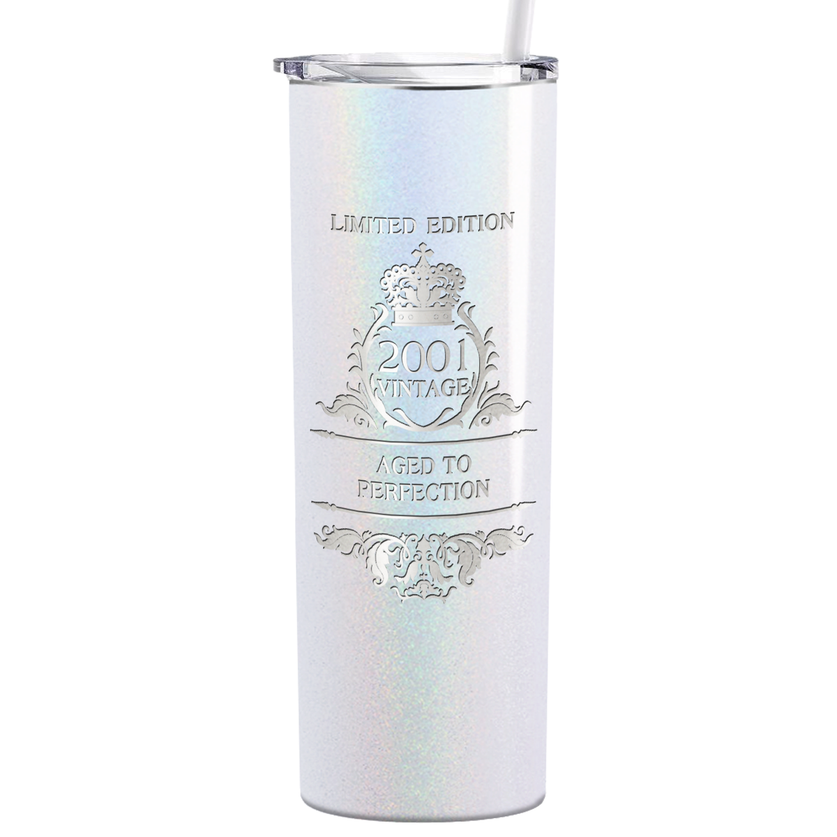 2001 Vintage Limited Edition 20th Birthday Lasern Engraved on Stainless Steel Skinny Tumbler