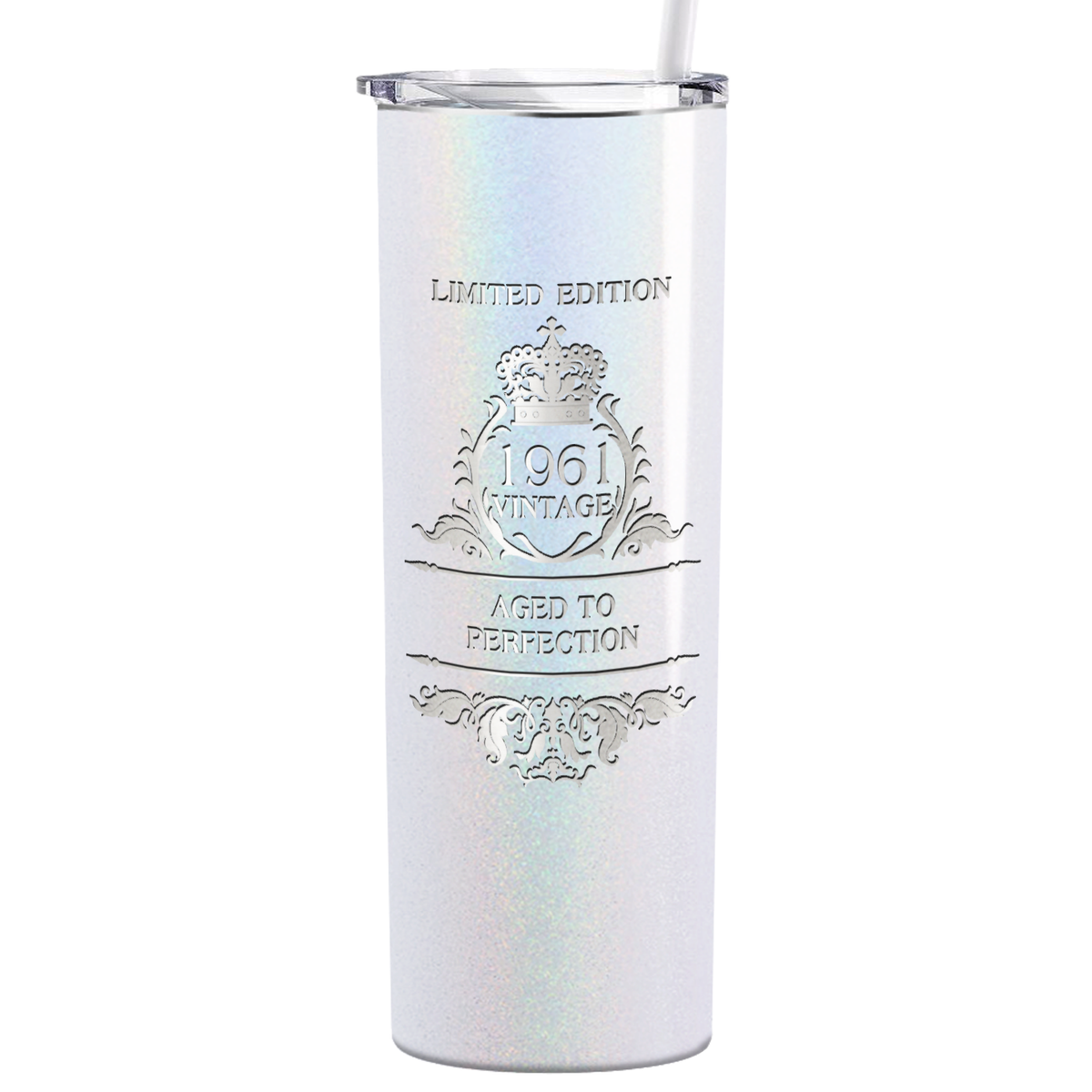 1961 Vintage Limited Edition 60th Birthday Lasern Engraved on Stainless Steel Skinny Tumbler