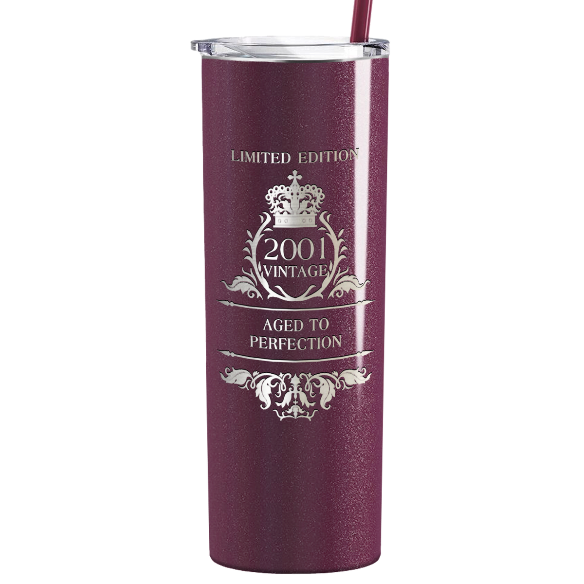 2001 Vintage Limited Edition 20th Birthday Lasern Engraved on Stainless Steel Skinny Tumbler