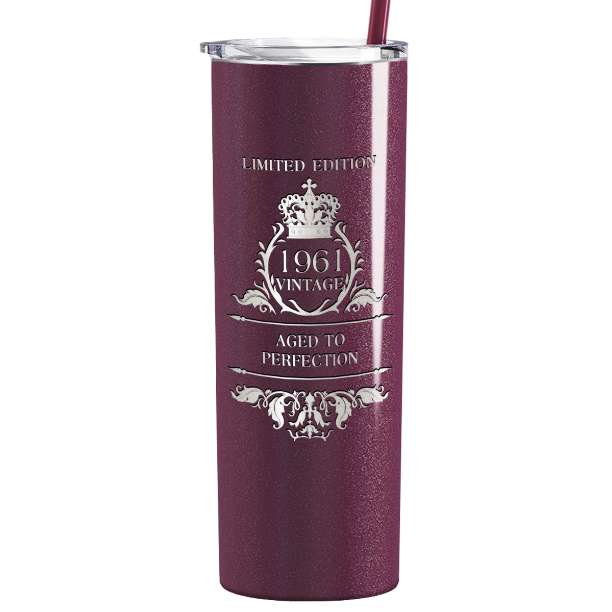 1961 Vintage Limited Edition 60th Birthday Lasern Engraved on Stainless Steel Skinny Tumbler