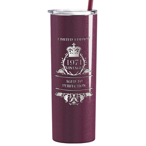 1971 Vintage Limited Edition 50th Birthday Lasern Engraved on Stainless Steel Skinny Tumbler
