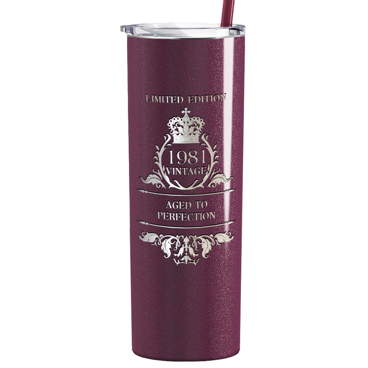 1981 Vintage Limited Edition 40th Birthday Lasern Engraved on Stainless Steel Skinny Tumbler
