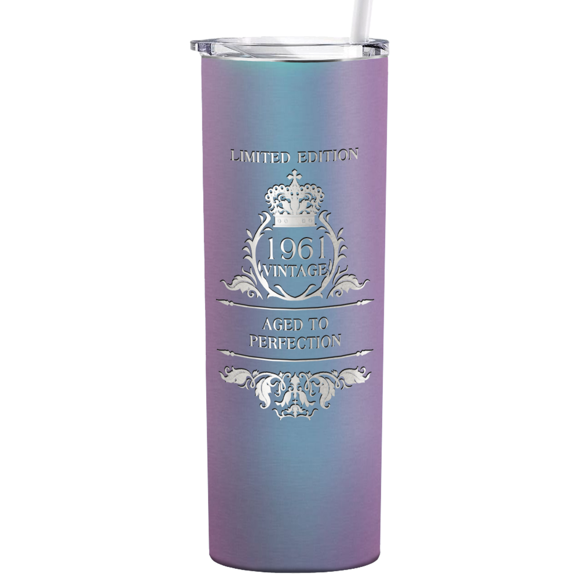 1961 Vintage Limited Edition 60th Birthday Lasern Engraved on Stainless Steel Skinny Tumbler