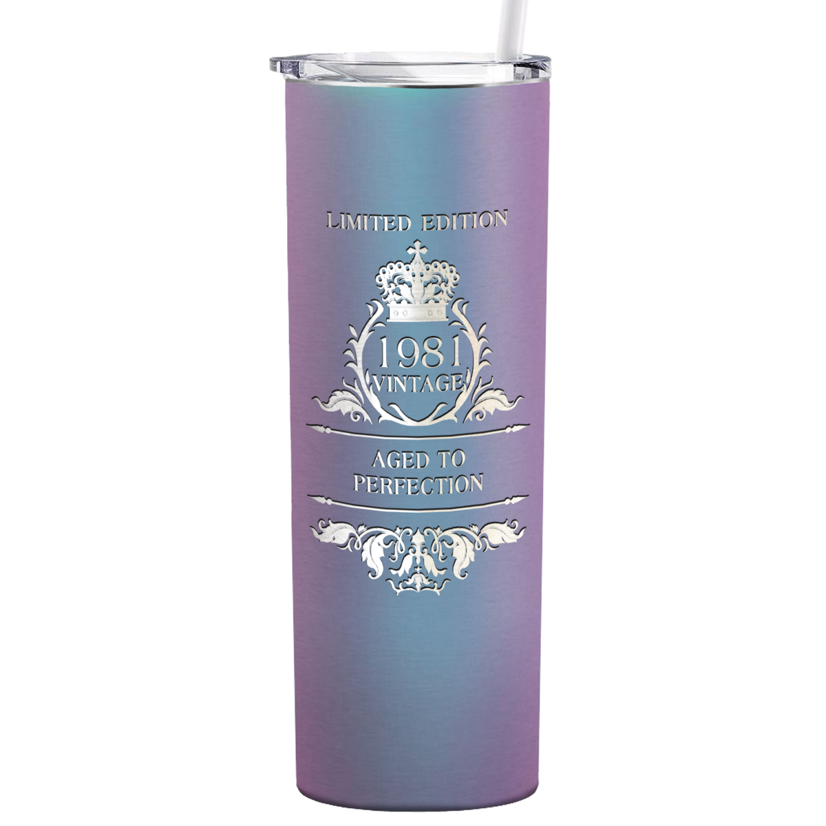 1981 Vintage Limited Edition 40th Birthday Lasern Engraved on Stainless Steel Skinny Tumbler