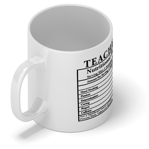 Teacher Nutritional Facts 11oz Ceramic Coffee Mug