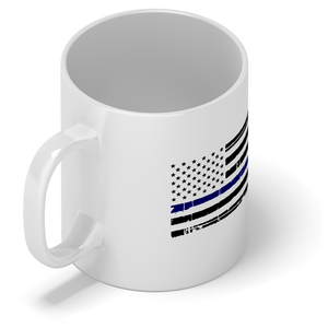 Distressed Thin Blue Line Police Flag 11 oz 11oz Ceramic Coffee Mug