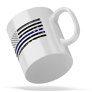 Distressed Thin Blue Line Police Flag 11 oz 11oz Ceramic Coffee Mug