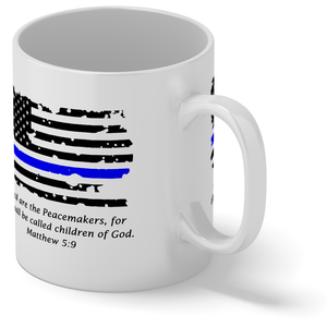 Police Thin Blue Flag Peacemakers 11 oz 11oz Ceramic Coffee Mug