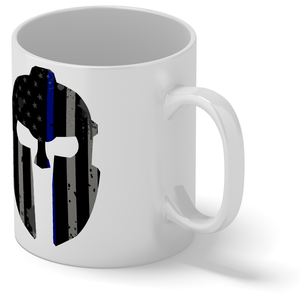 Police Spartan Helmet Thin Blue Line 11 oz 11oz Ceramic Coffee Mug