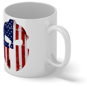 Spartan Helmet American Flag 11oz Ceramic Coffee Mug