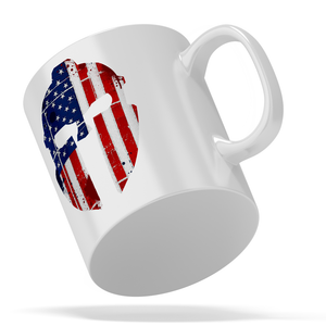 Spartan Helmet American Flag 11oz Ceramic Coffee Mug