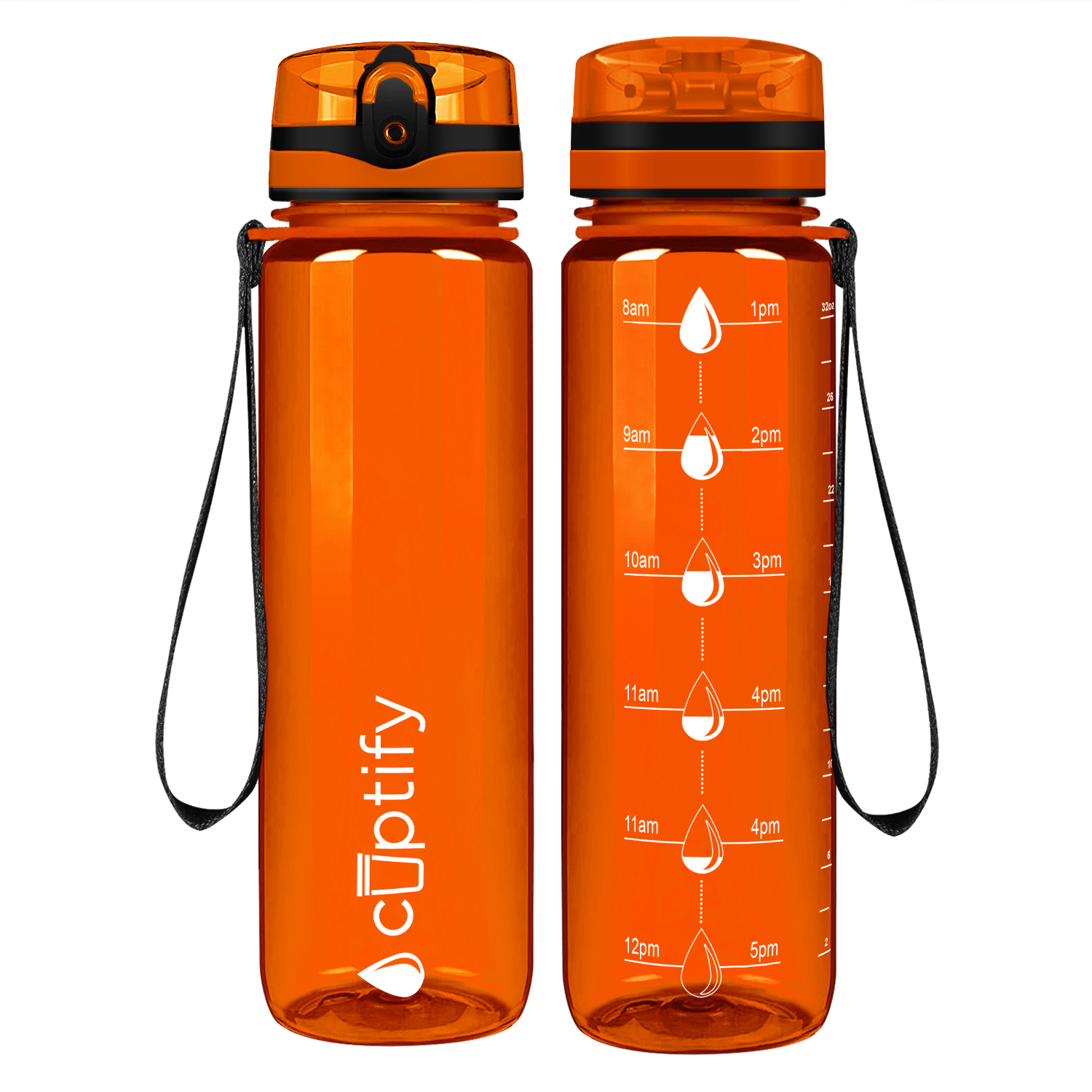 Cuptify Orange Gloss Hydration Tracker Water Bottle