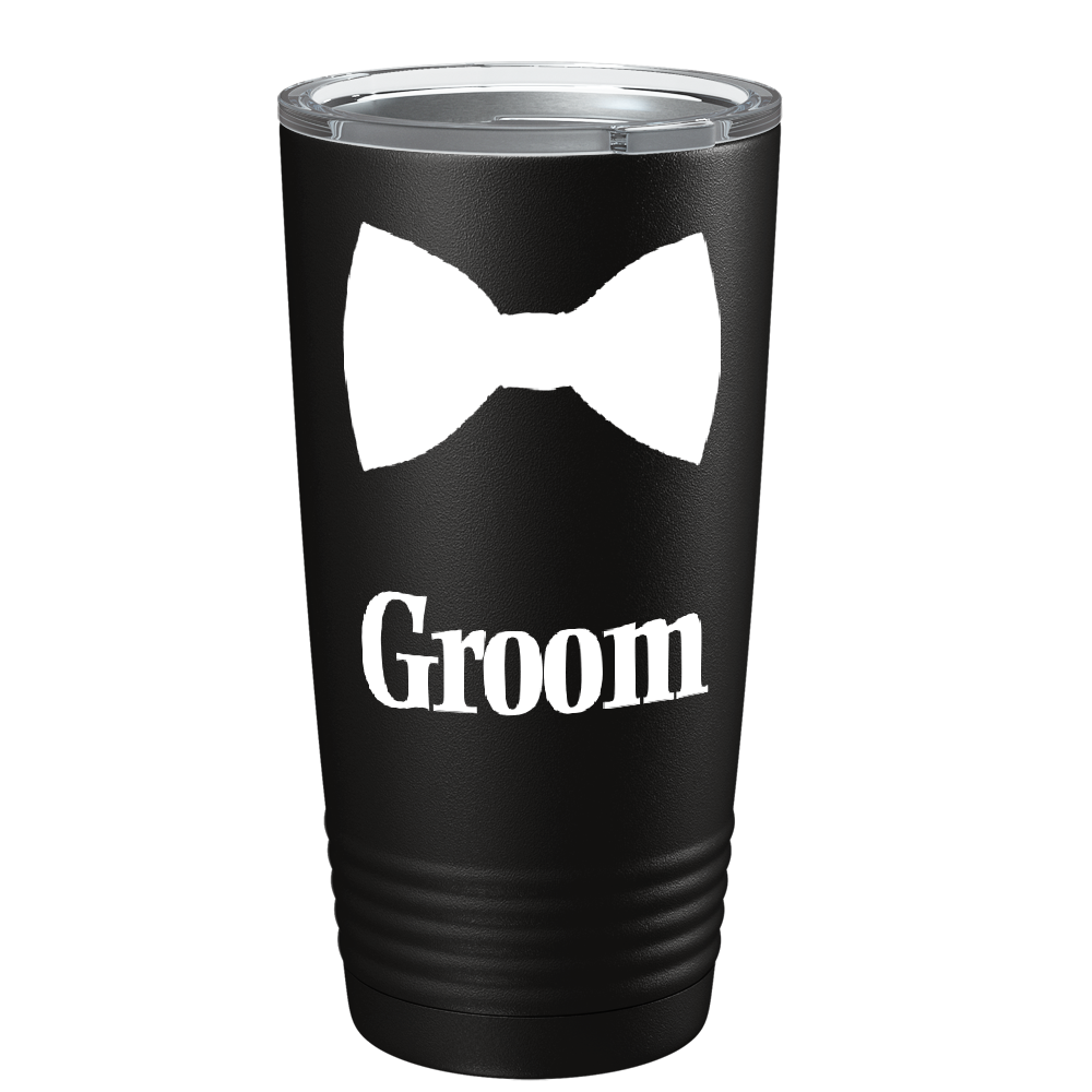 Groom Bow Tie on Stainless Steel Wedding Tumbler