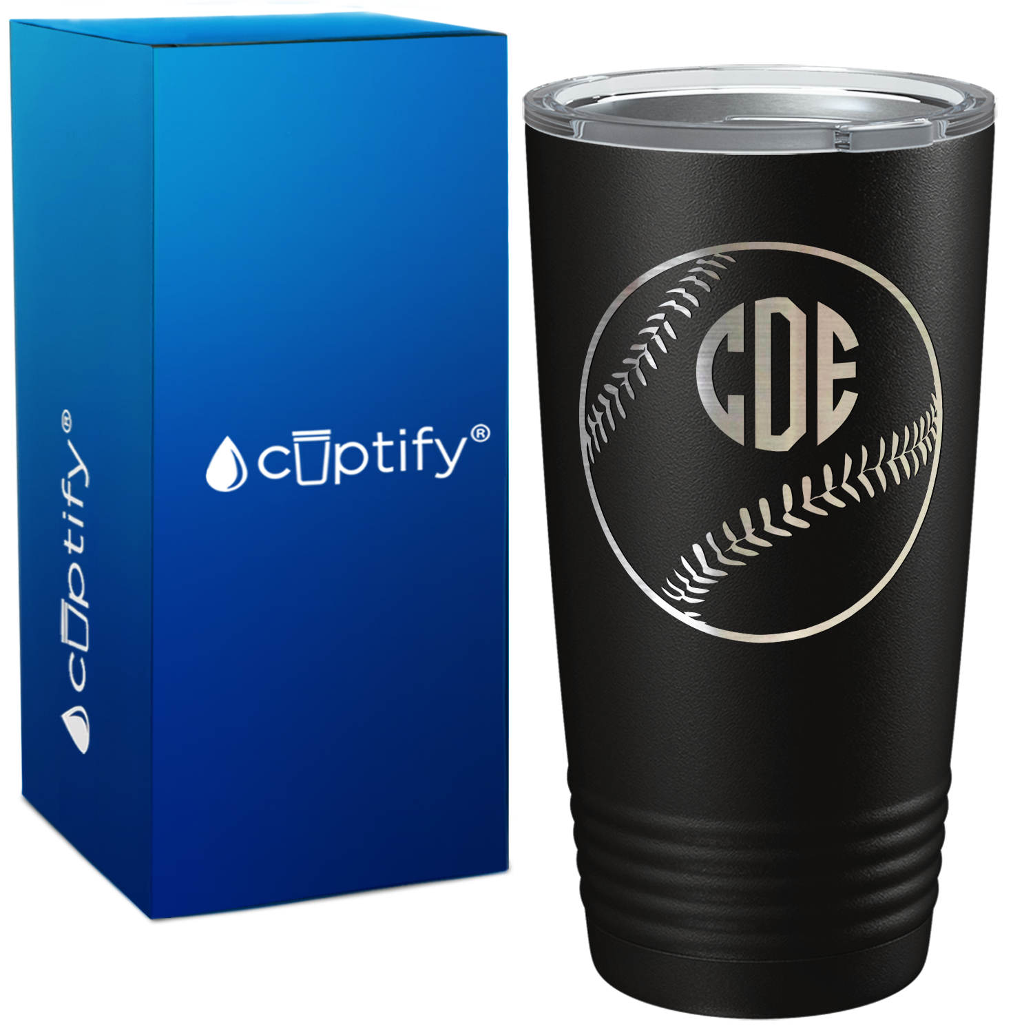 Personalized Baseball Monogram Design Laser Engraved on Baseball 20oz Tumbler