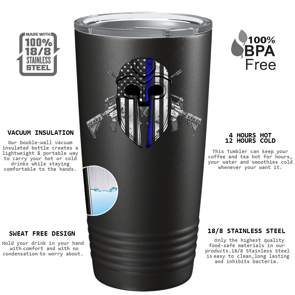 Thin Blue Peacemaker Police 20oz Black Tumbler