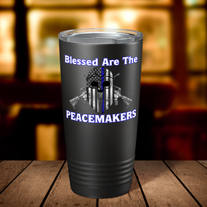Blessed are the Peacemakers Helmet 20oz Black Police Tumbler