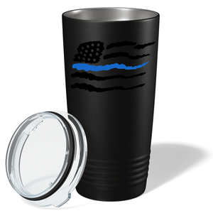 Flying Thin Blue Line Flag Police 20oz Black Tumbler