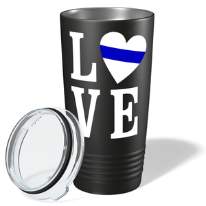 Love Heart Police Thin Blue Line 20oz Black Tumbler