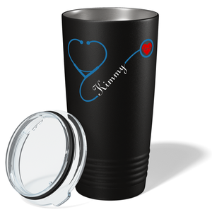 Nurse Heart Blue Stethoscope Black 20oz Tumbler