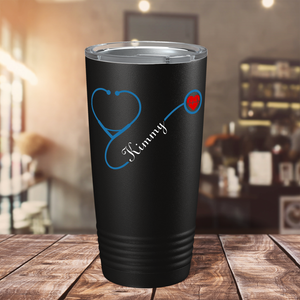 Nurse Heart Blue Stethoscope Black 20oz Tumbler