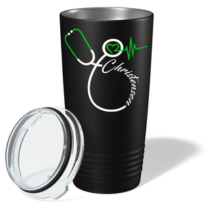 Personalized Nurse Green Stethoscope Black 20oz Tumbler