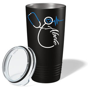 Personalized Nurse Blue Stethoscope Black 20oz Tumbler