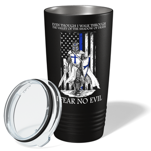 Thin Blue Line Police Knight on Black 20oz Tumbler