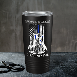 Thin Blue Line Police Knight 20oz Black Tumbler