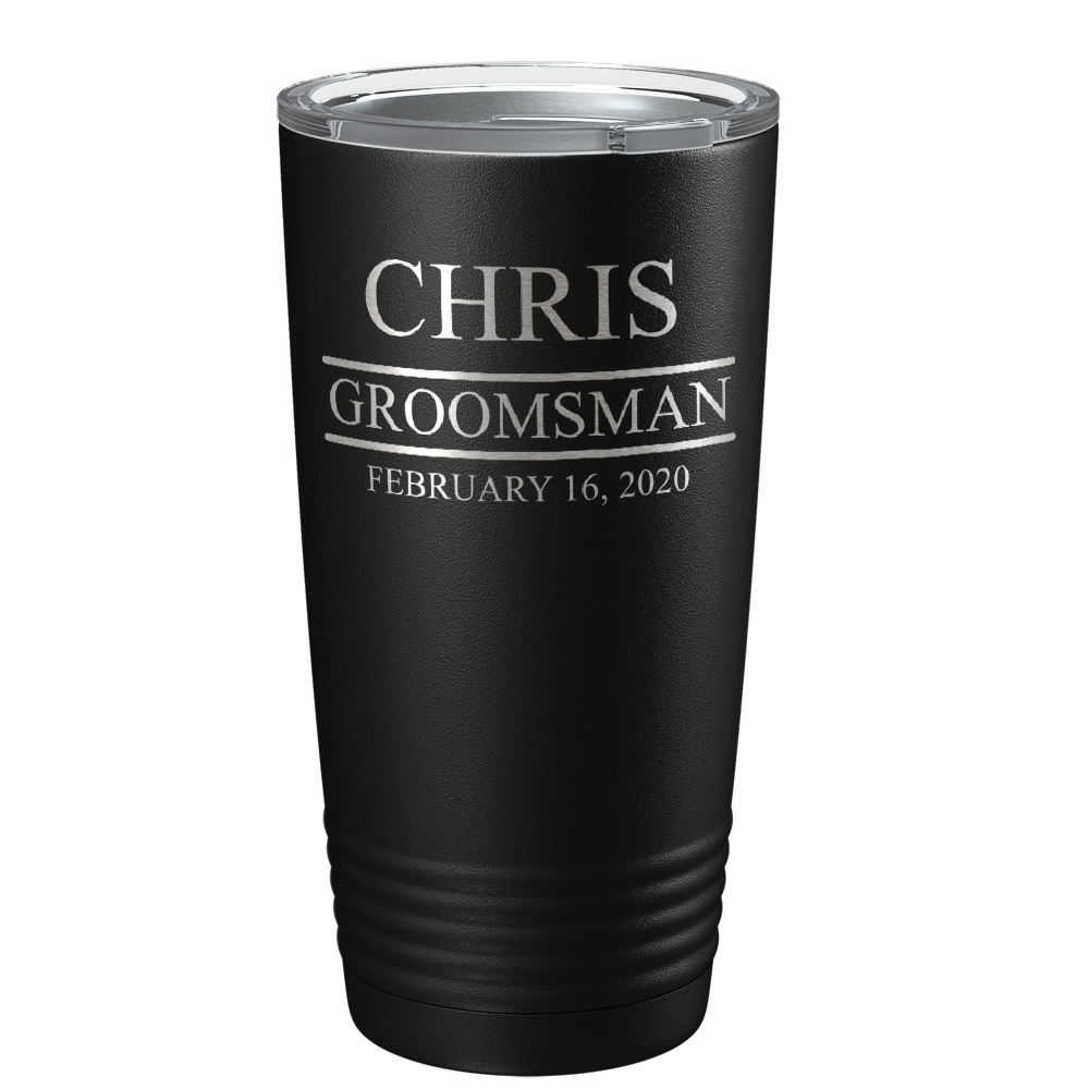 Personalized Groomsmen on Black 20 oz Stainless Stell Tumbler