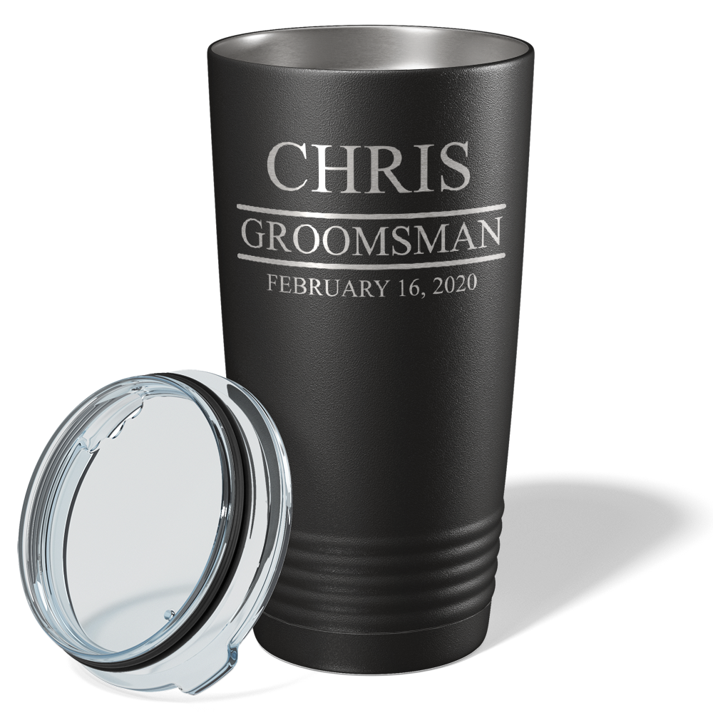 Personalized Groomsmen on Black 20 oz Stainless Stell Tumbler