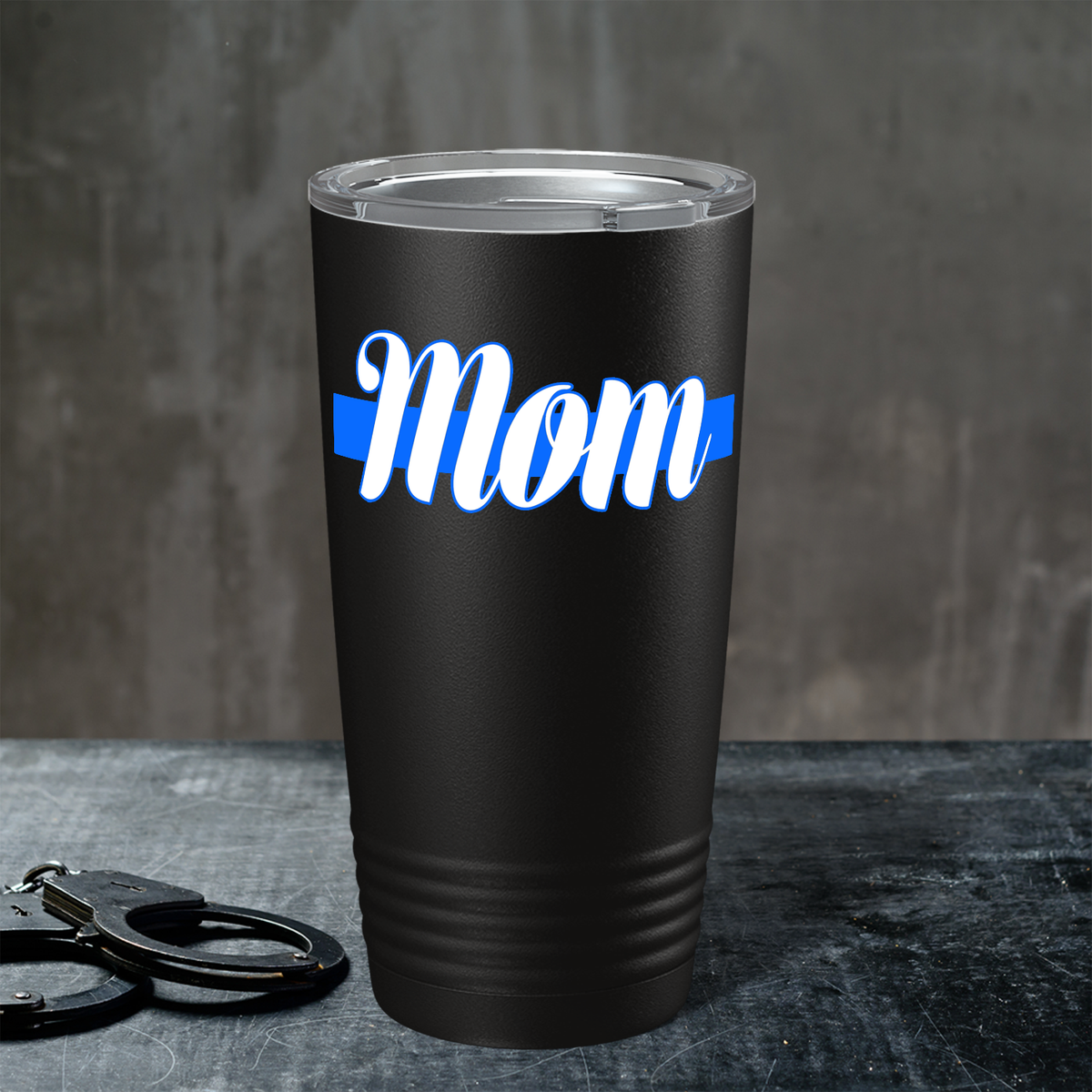 Police Mom Blue Line 20oz Black Tumbler