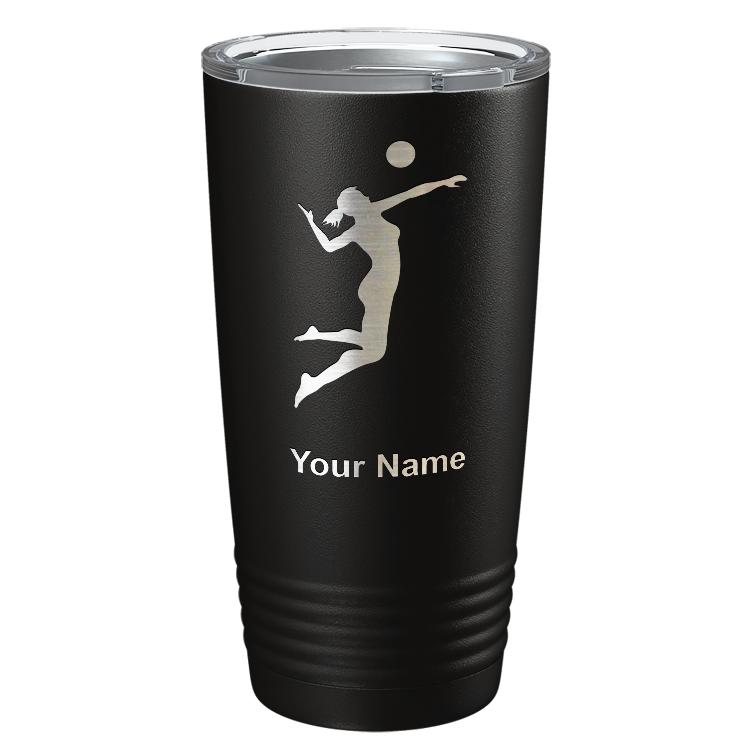 Personalized Volleyball Player Silhouette Laser Engraved on Stainless Steel Volleyball Tumbler