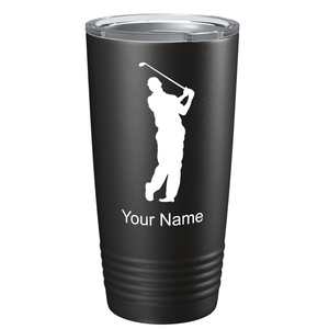 Golf Player Silhouette on Stainless Steel Golf Tumbler