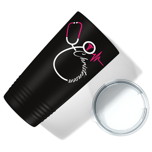 Doctors Stethoscope Pink White on Black 20oz Tumbler