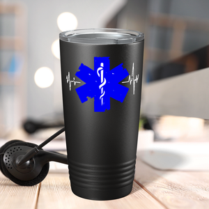 EMS Star of Life Pulse Caduceus Paramedic 20oz Black Tumbler