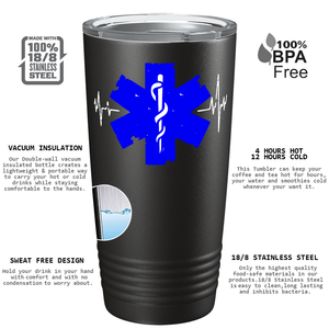 EMS Star of Life Pulse Caduceus Paramedic 20oz Black Tumbler