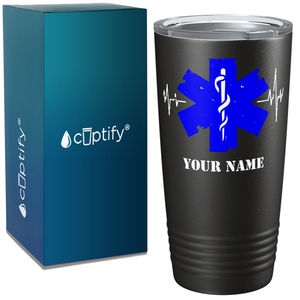 Personalized EMS Star of Life Pulse Caduceus Paramedic 20oz Black Tumbler