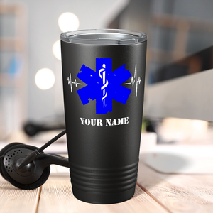 Personalized EMS Star of Life Pulse Caduceus Paramedic 20oz Black Tumbler