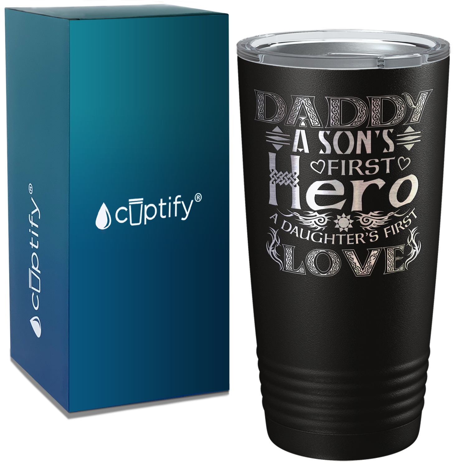 Daddy A Son's First Hero on Stainless Steel Dad Tumbler