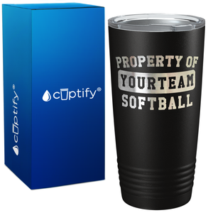 Personalized Property of Your Team Softball on 20oz Tumbler