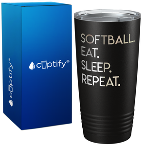 Eat Sleep Softball Repeat on 20oz Tumbler