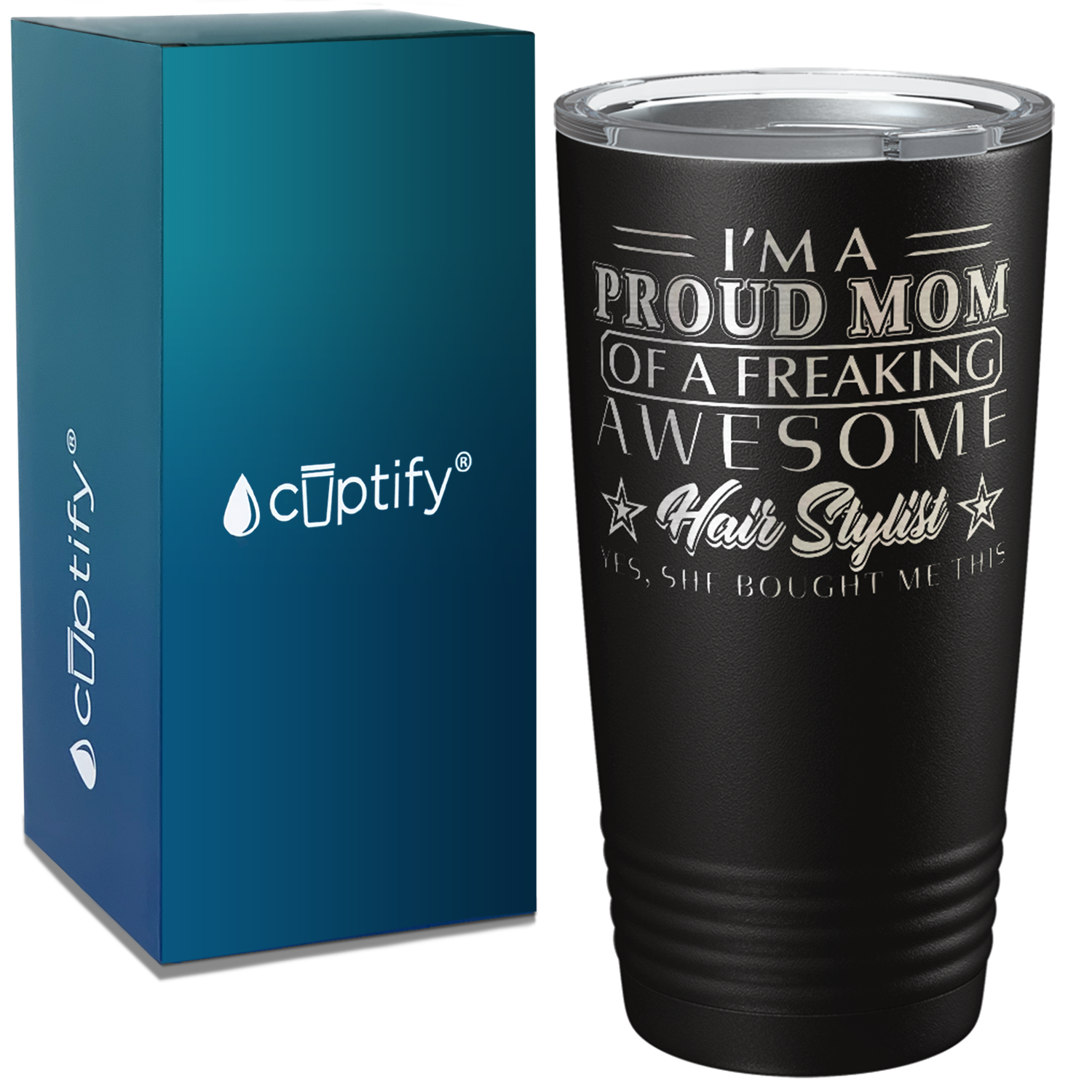 I'm A Proud Mom of a Freaking Awesome HairStylist Laser Engraved on Hairstylist 20oz Tumbler