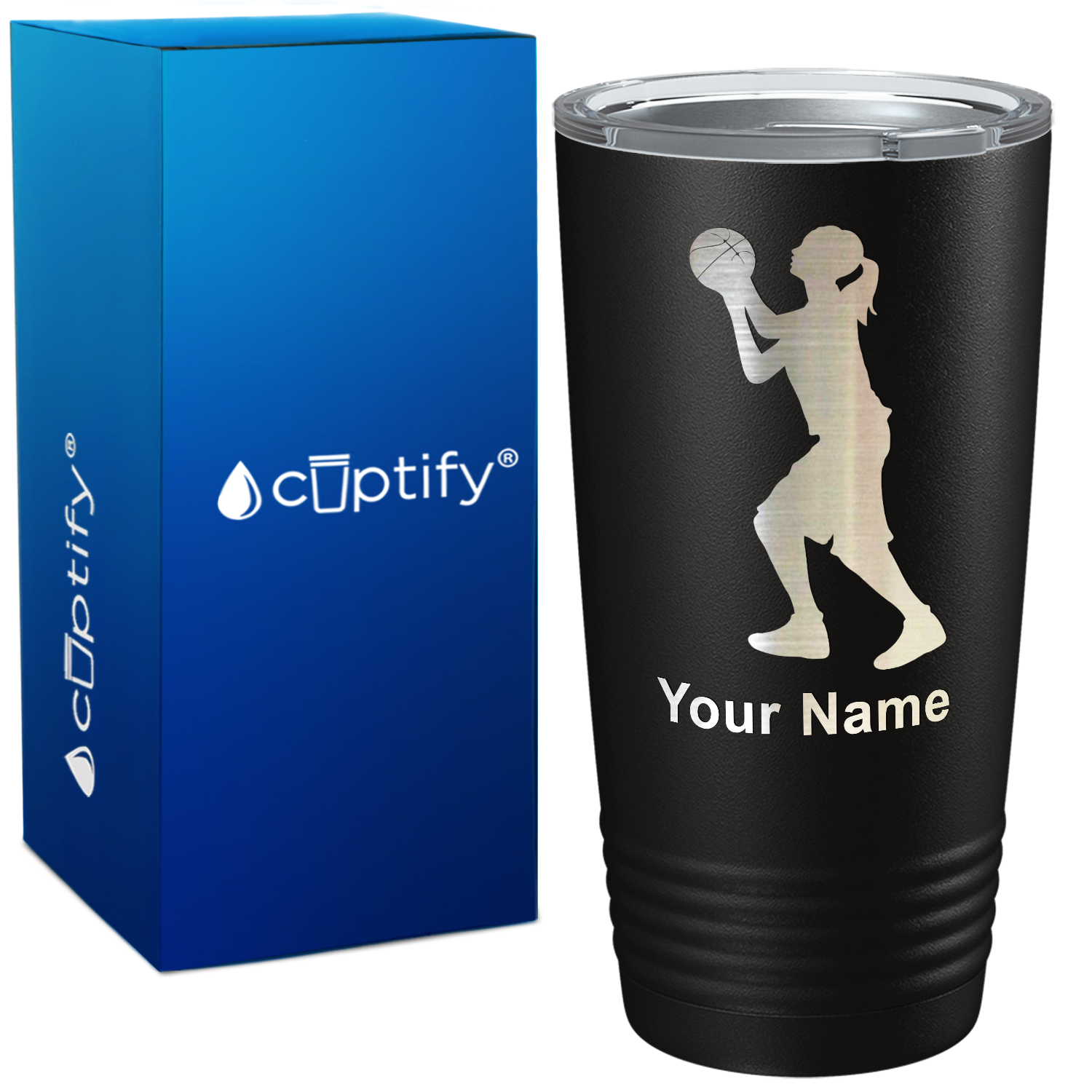 Personalized Girl Shooting Basketball on 20oz Tumbler