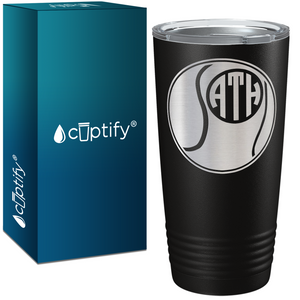 Personalized Monogrammed Tennis Ball Laser Engraved on Stainless Steel Tennis Tumbler