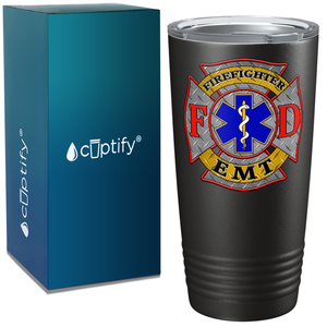 Firefighter EMT Badge Paramedic 20oz Black Tumbler